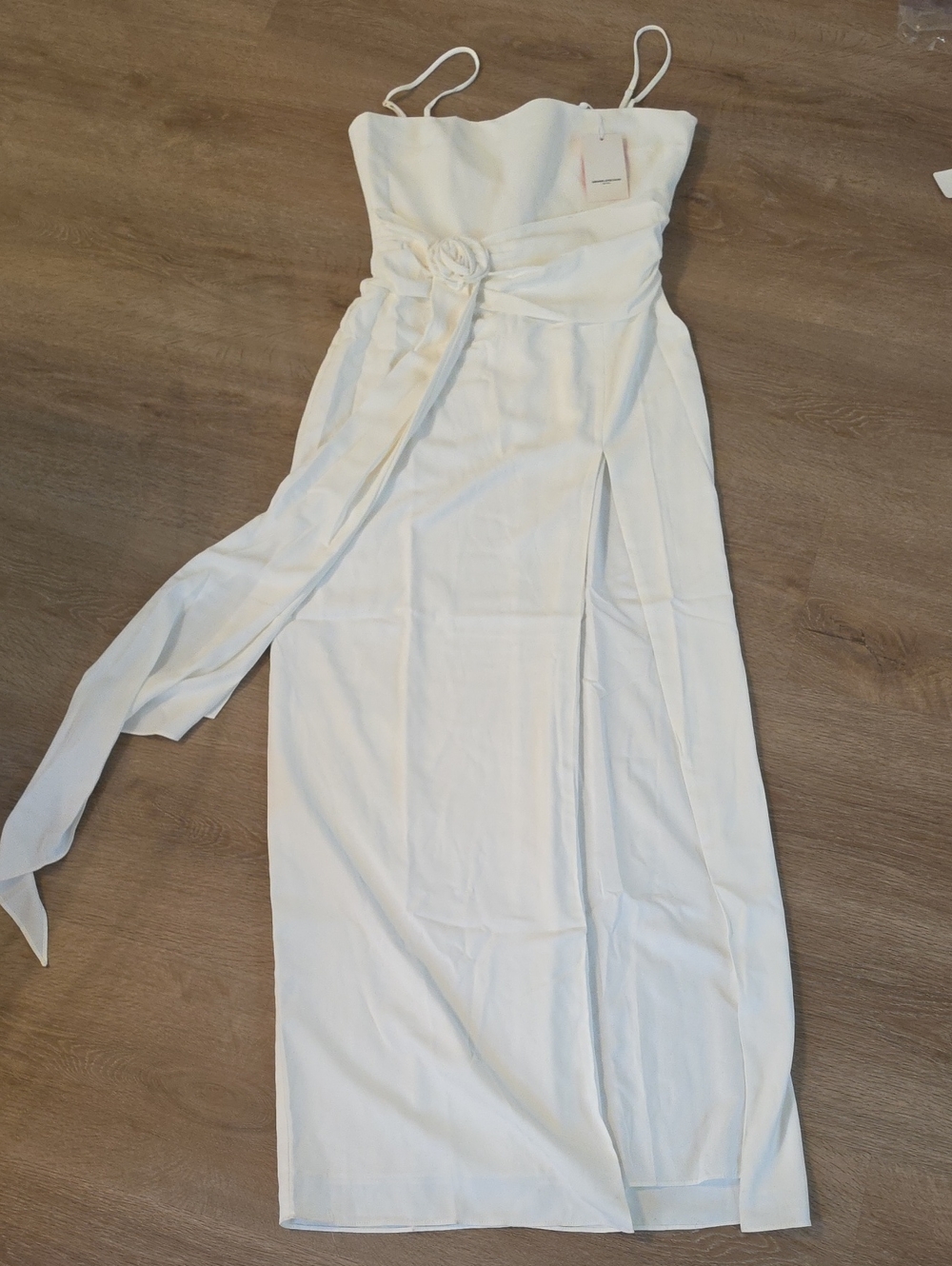 NWT Amanda Uprichard White Gown with Waist Tie & Slit Bridal Line Med